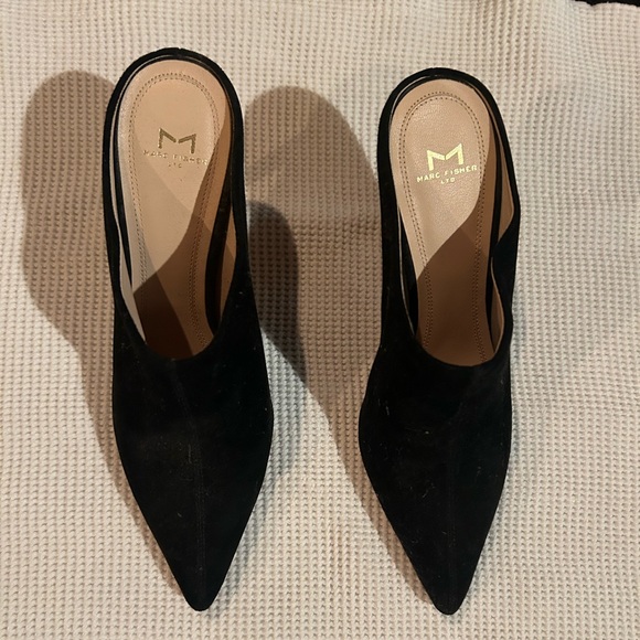 Marc Fisher Shoes - Marc Fisher Stiletto Suede Pointy Mules, black, never worn!